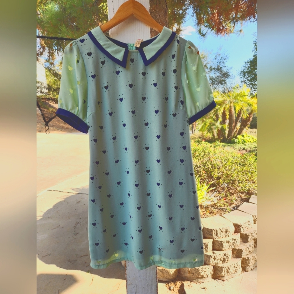 Alice Moon Light Blue Heart Mini Dress